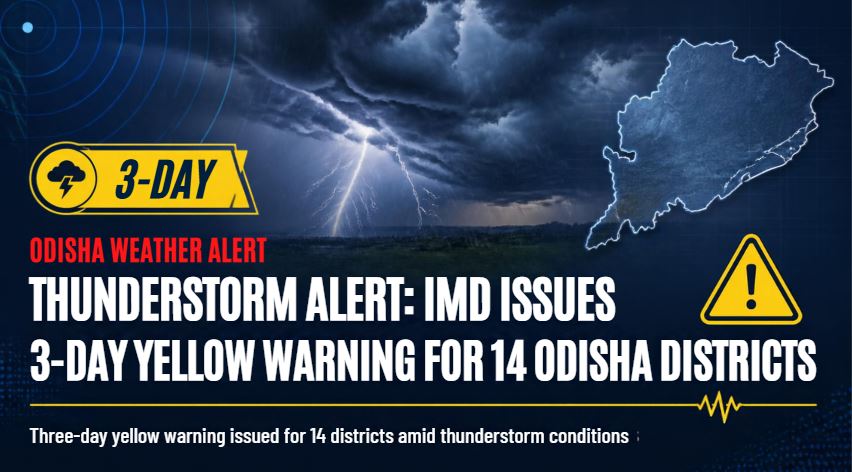 Thunderstorm Alert: IMD Issues 3-Day Yellow Warning For 14 Odisha Districts